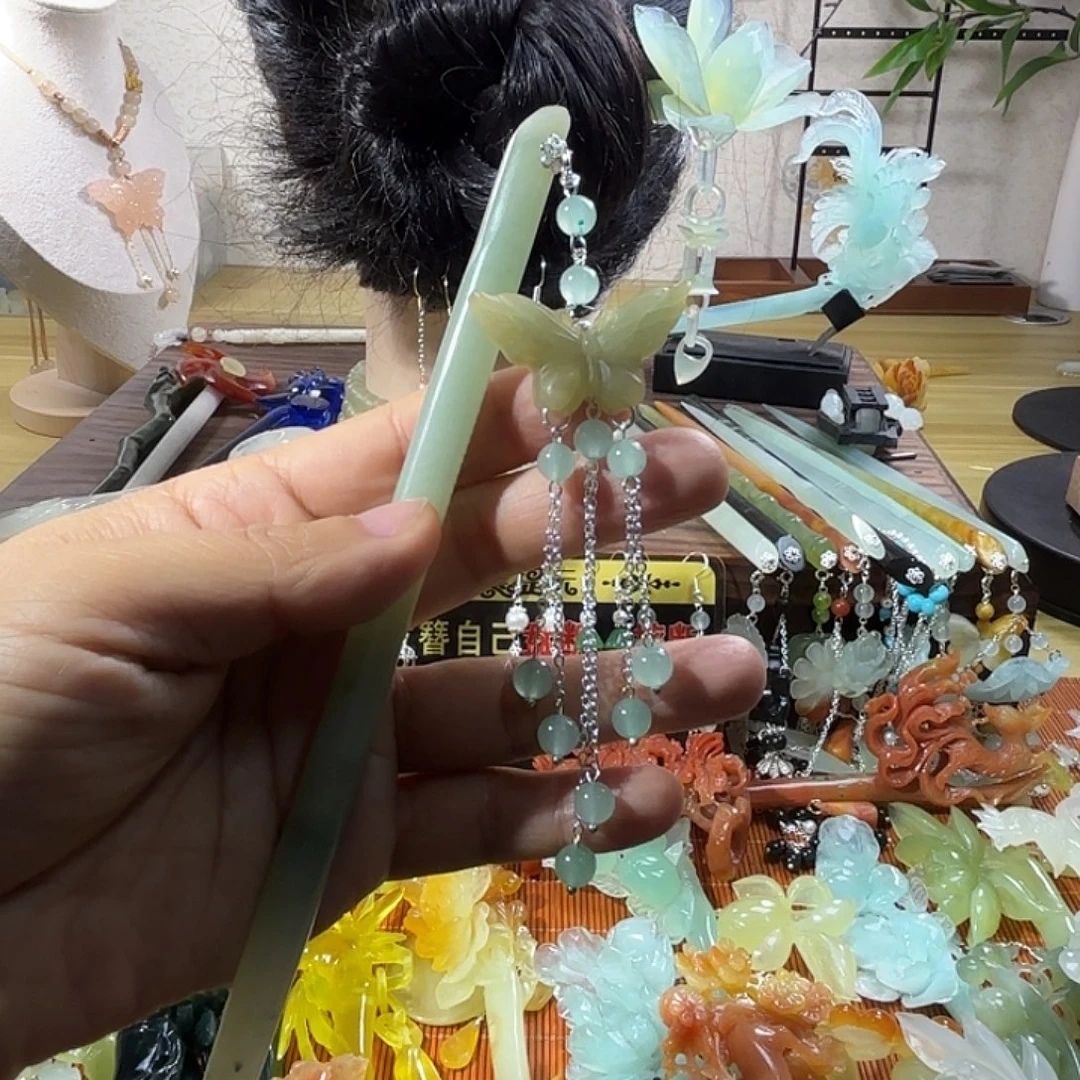 蛇纹石玉合金发饰