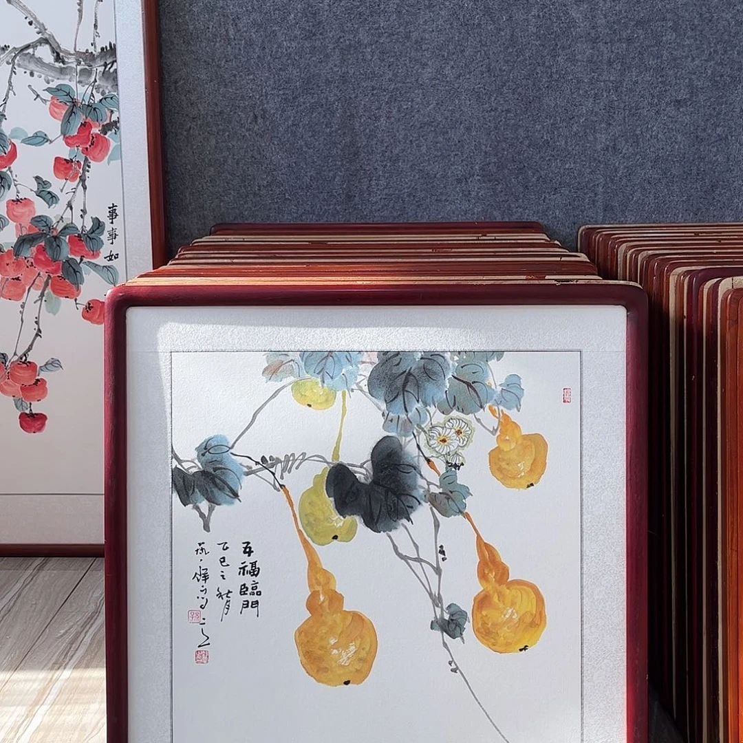 国画书画作品带框63×63