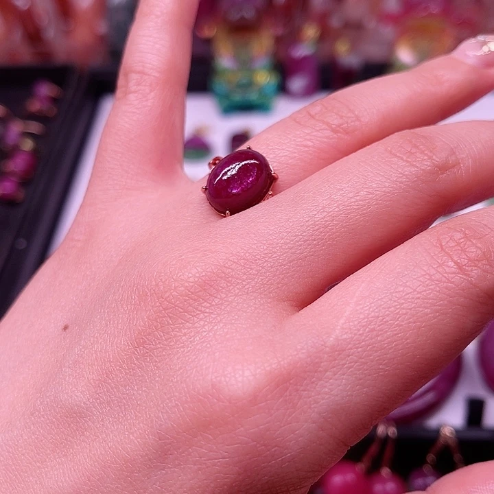 红宝石戒指银S925镶嵌