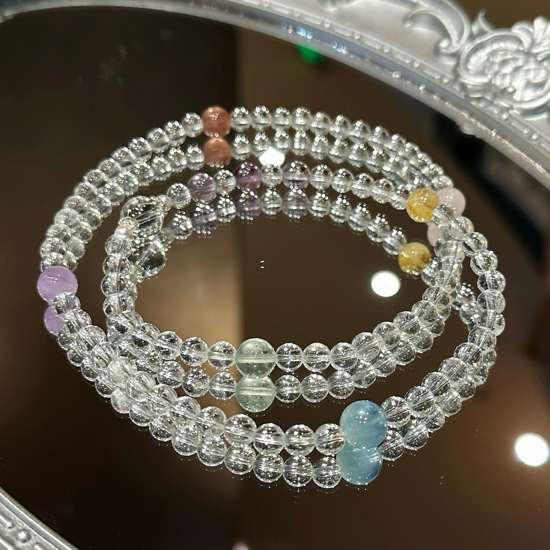 【佳佳专属】【七星珠】天然白水晶多圈原创手链设计【多样性发其一】