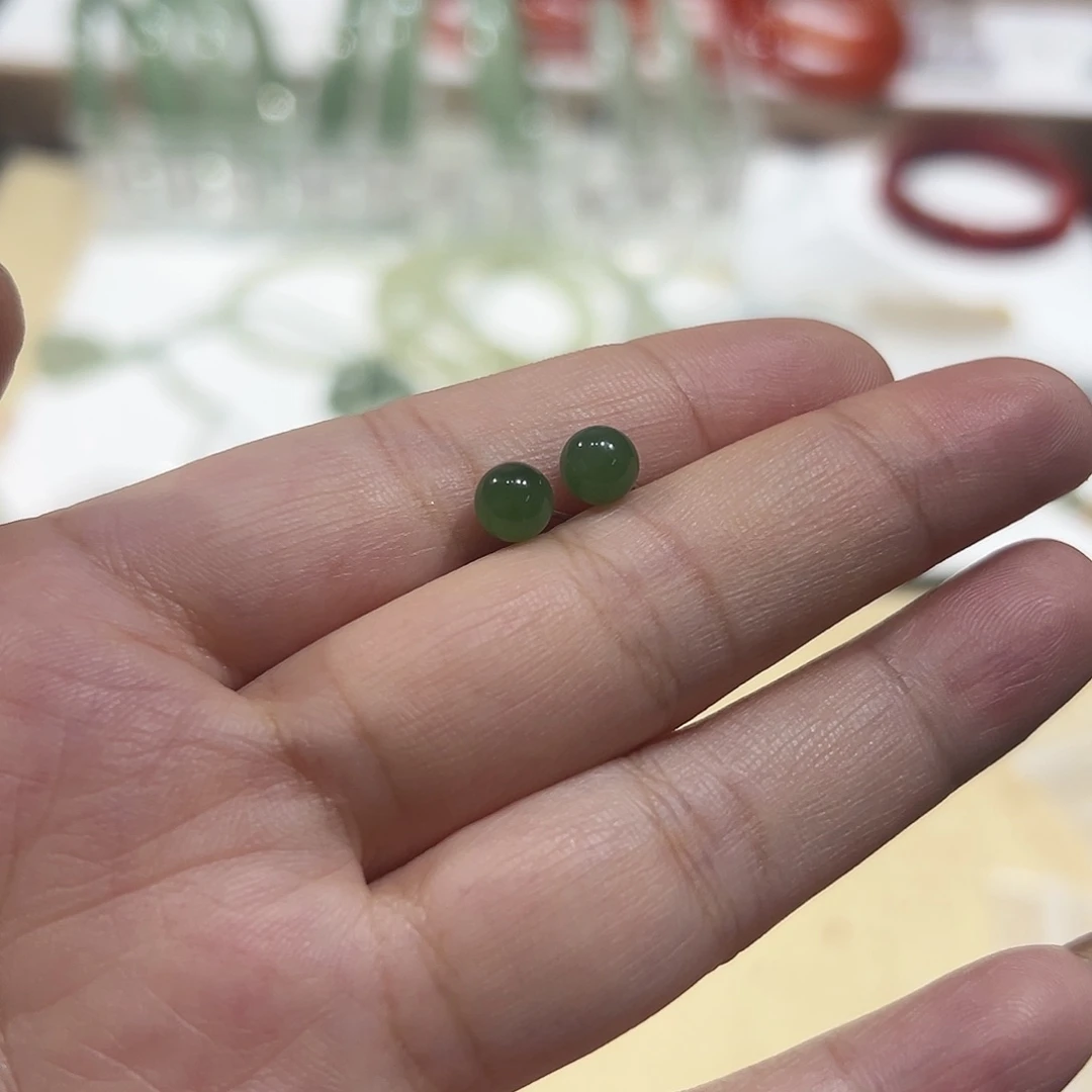 和田玉耳饰银S925镶嵌