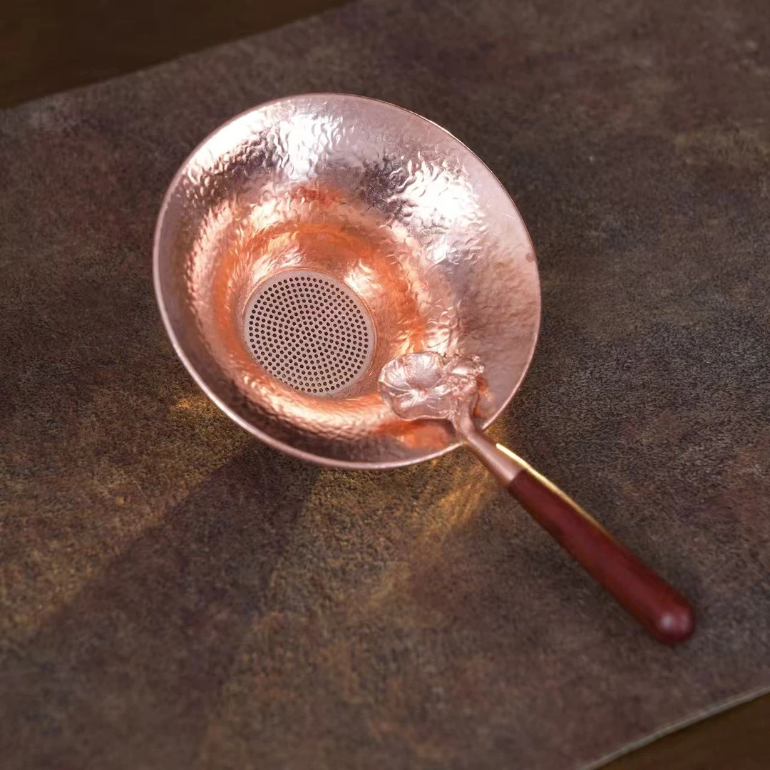 手工锤纹紫铜纯铜茶滤分茶器茶海功夫茶具茶漏茶道配件
