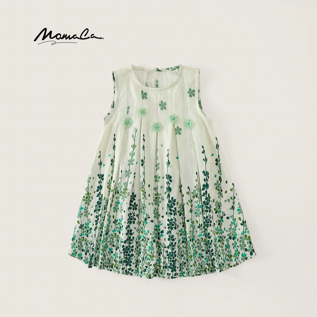 MOMOCO夏季2025新款森系小清新碎花女童背心连衣裙77630470356