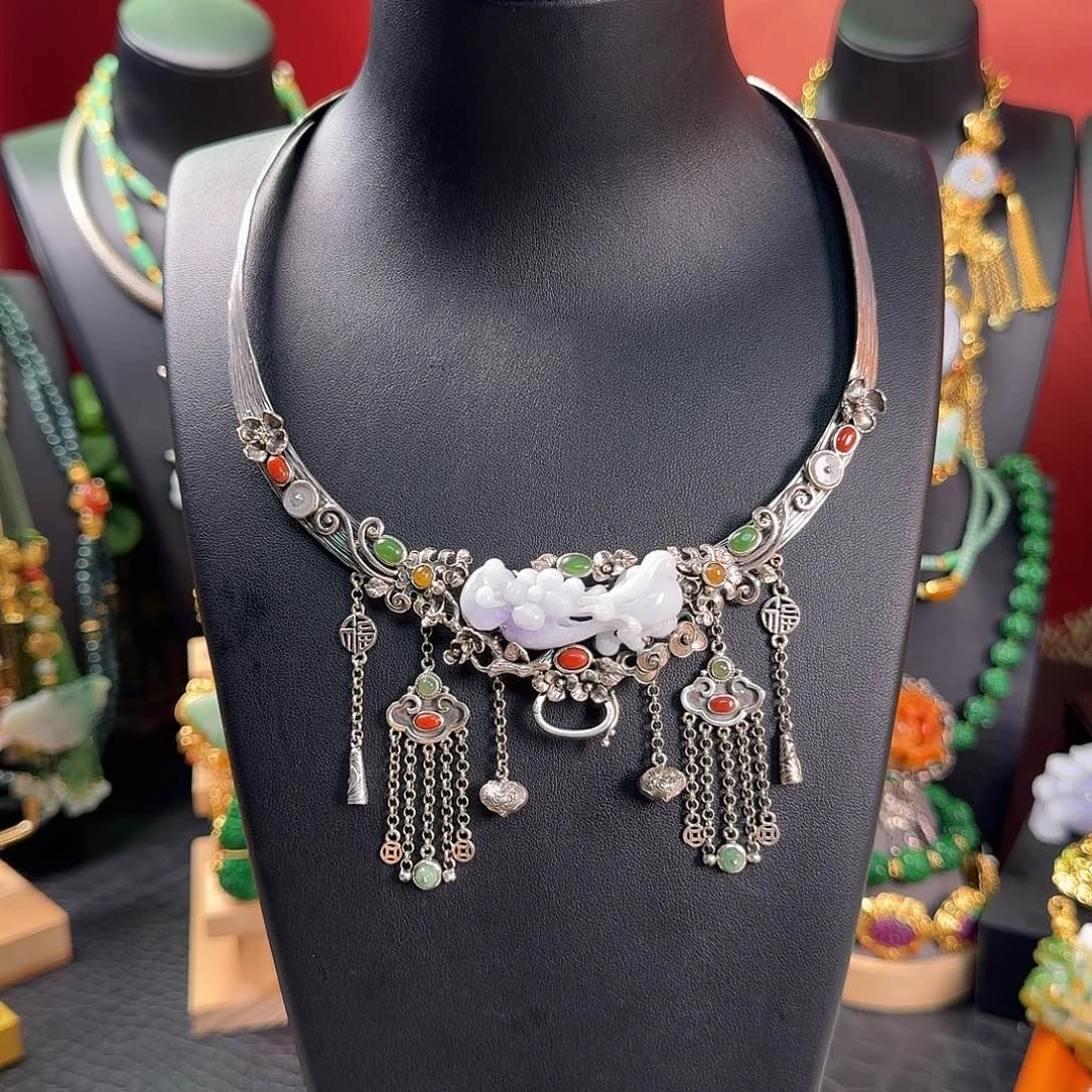 翡翠银S925镶嵌项圈