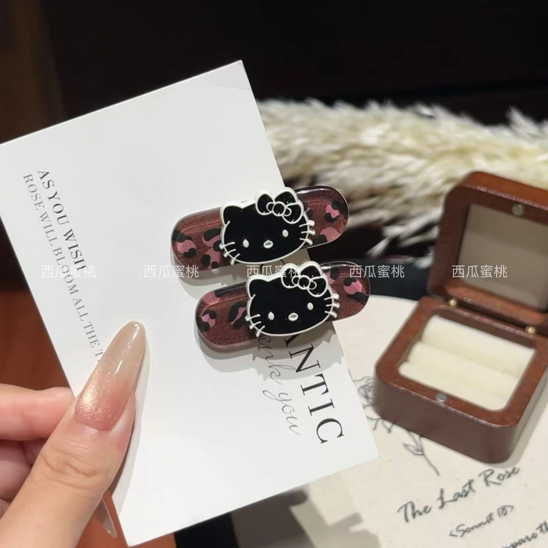 复古甜酷豹纹小猫发夹鸭新款侧边刘海夹发卡可爱bb夹发夹发饰