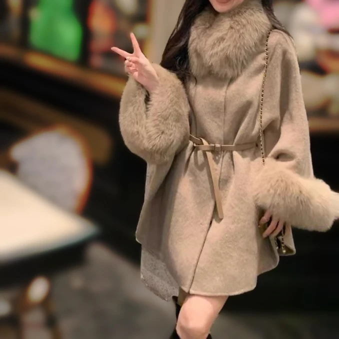 新年气质系带大毛领新款可拆卸外套女装