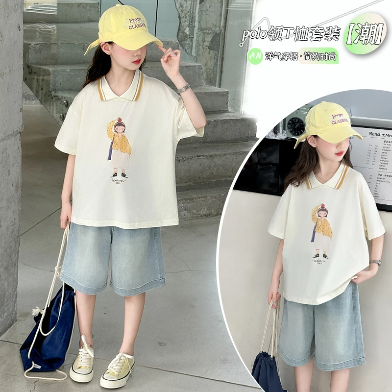 【允恬】夏季新款短袖高级感Polo衫女孩洋气翻领t恤休闲洋气上衣