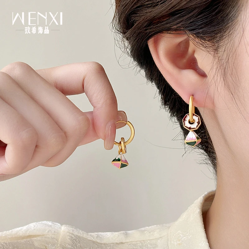 铜合金珐琅耳饰铜合金珐琅耳饰复古新中式耳扣新款爆款女款