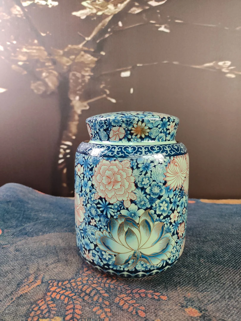 E756-汝窑繁花似锦茶叶罐JLT