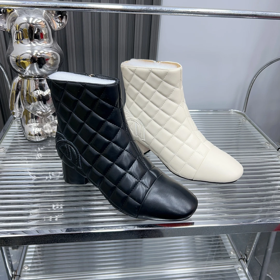 2025气质高跟百搭真皮时尚短靴防滑短筒法式时尚冬季靴子女62588