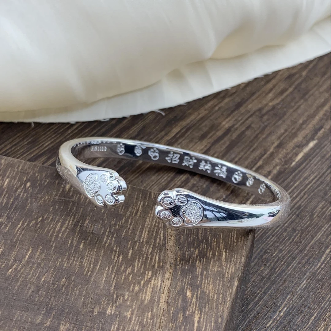 铜合金塑料手镯 手镯女招财纳福小众高级闺蜜开口镯实心新年礼物