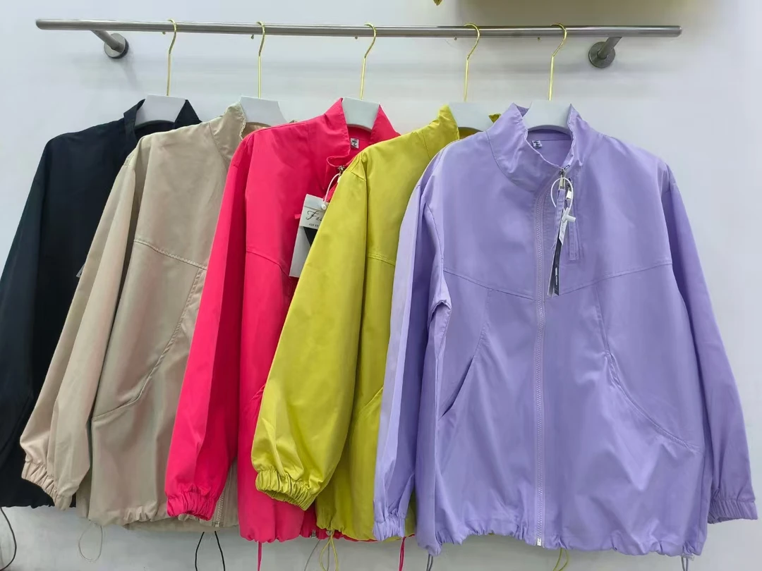 夏季新款宽松大码休闲立领拉连短外套