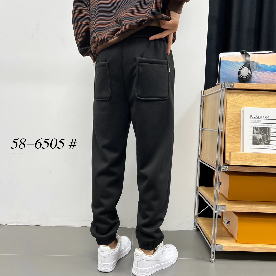 58-6505#【超厚羊羔绒】男士冬季空气层羊羔绒时尚百搭宽松束脚长裤