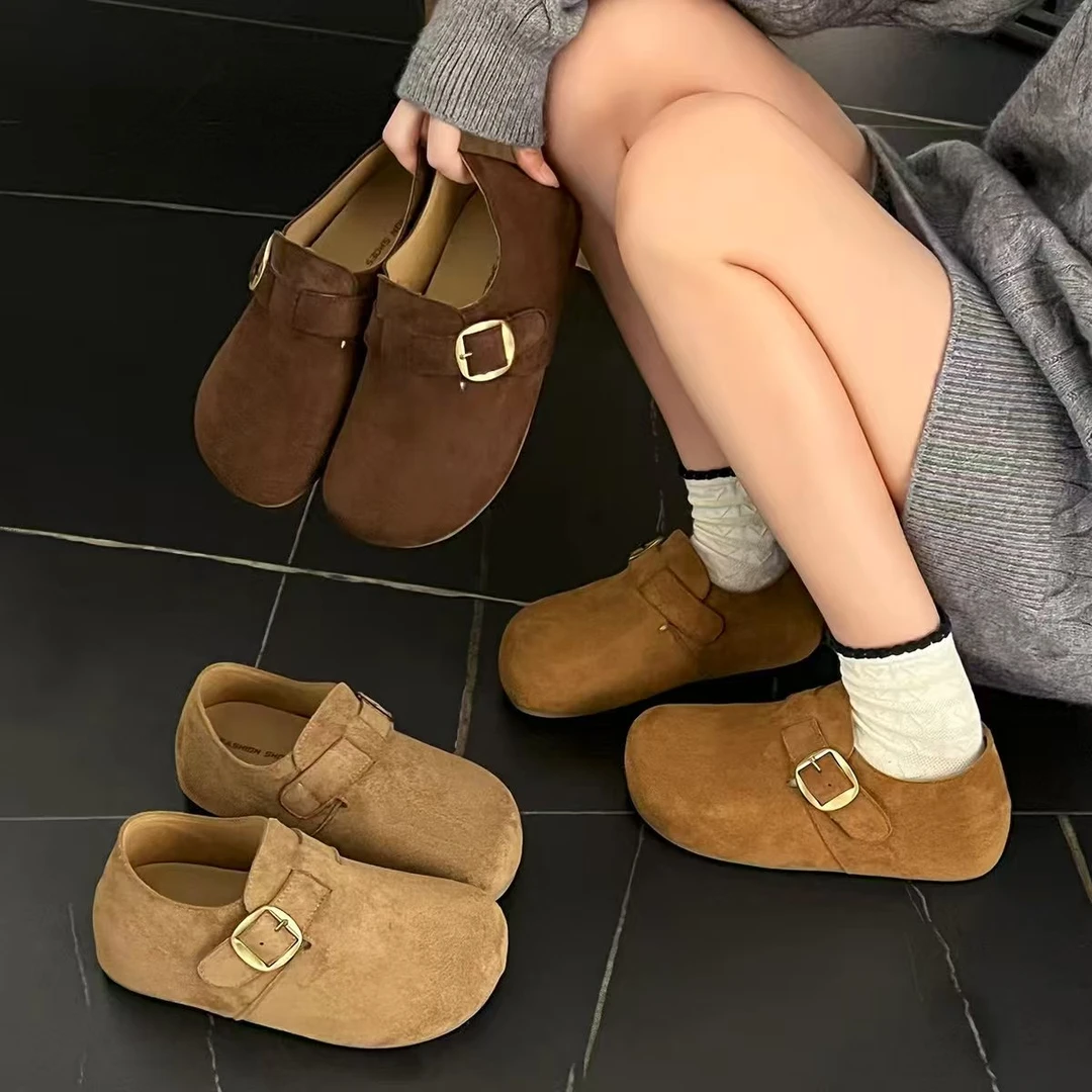 内增高勃肯鞋女软面舒适百搭软底皮带扣一脚蹬休闲单鞋2025秋新款