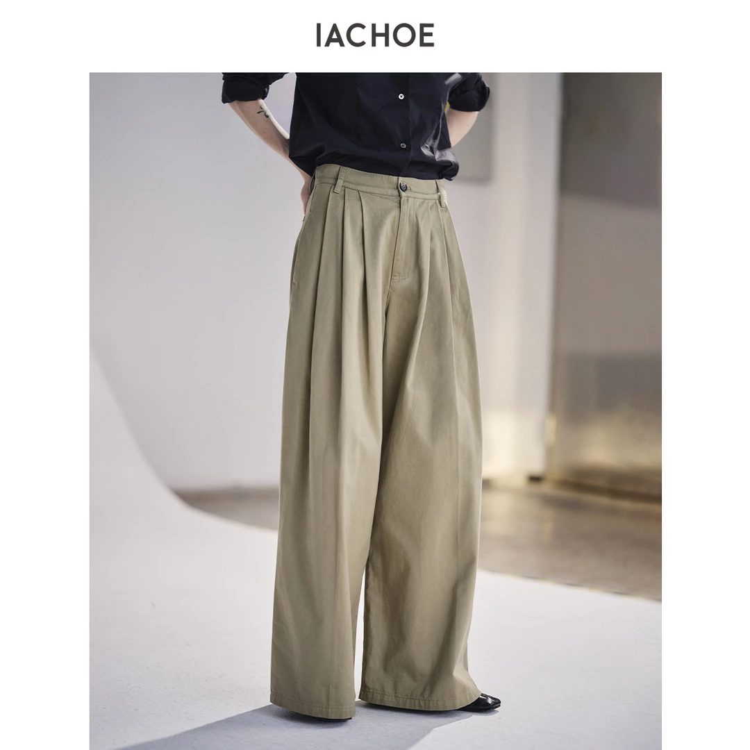 IACHOE阔腿卡其休闲裤3661518003