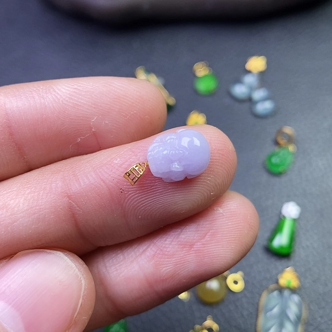 吊坠(不含链)18K金镶嵌翡翠