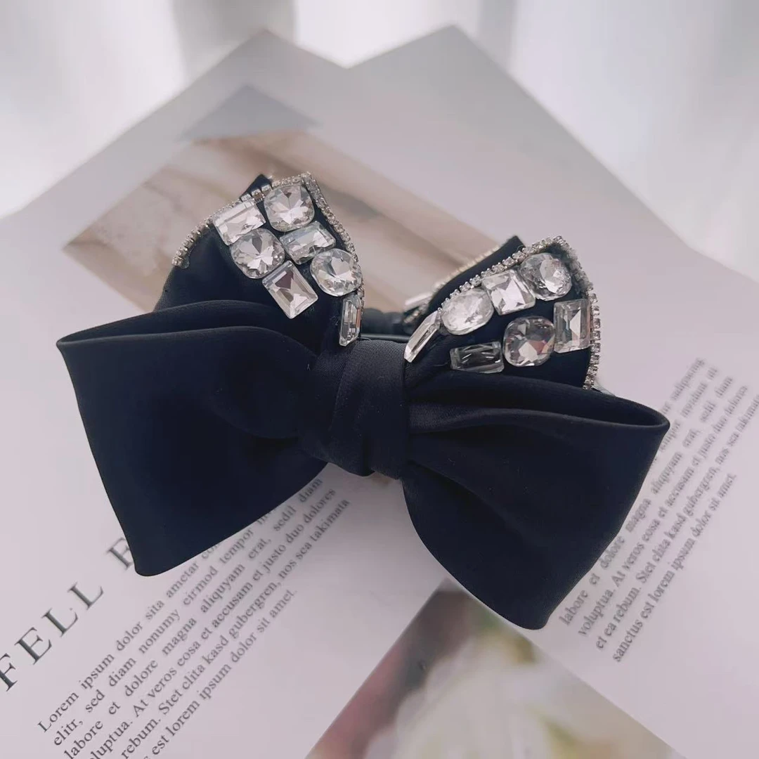 新款缎面蝴蝶结 发卡发夹女高马尾丸子头抓夹抓夹盘发夹子