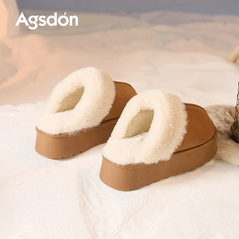 954040毛毛棉拖鞋外穿2025秋冬新款防滑高级感厚底低帮雪地靴xx