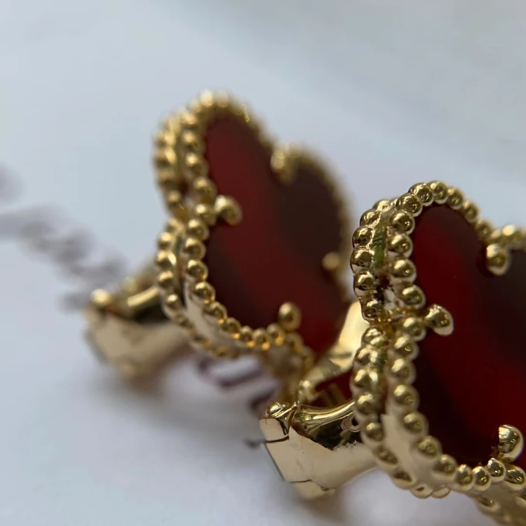 合金亚克力耳饰 杨杨babytime 奢品高货！白富美新年红四叶花耳扣