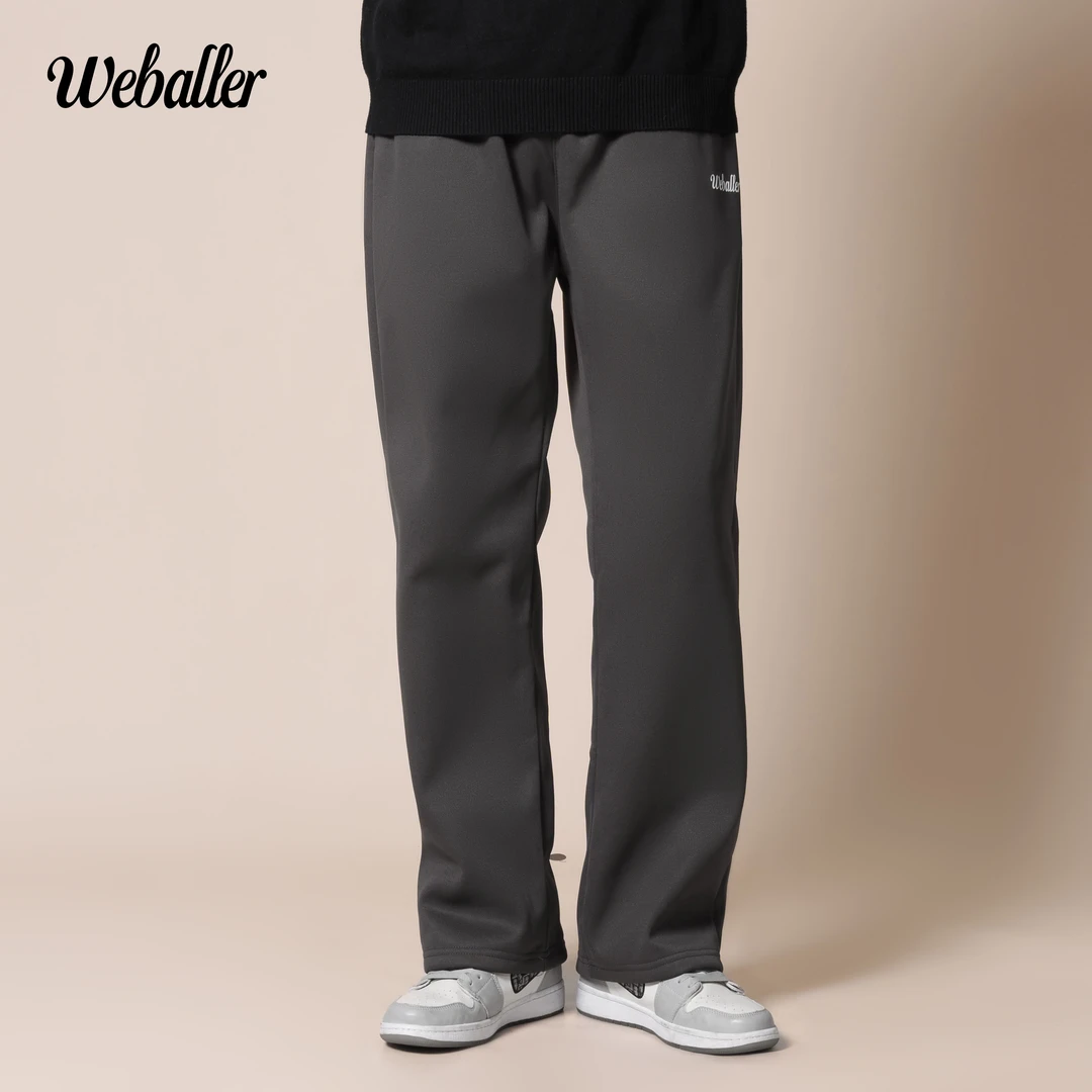 WEBALLER加绒直筒卫裤秋冬新款加厚阔腿休闲裤运动男士宽松百搭