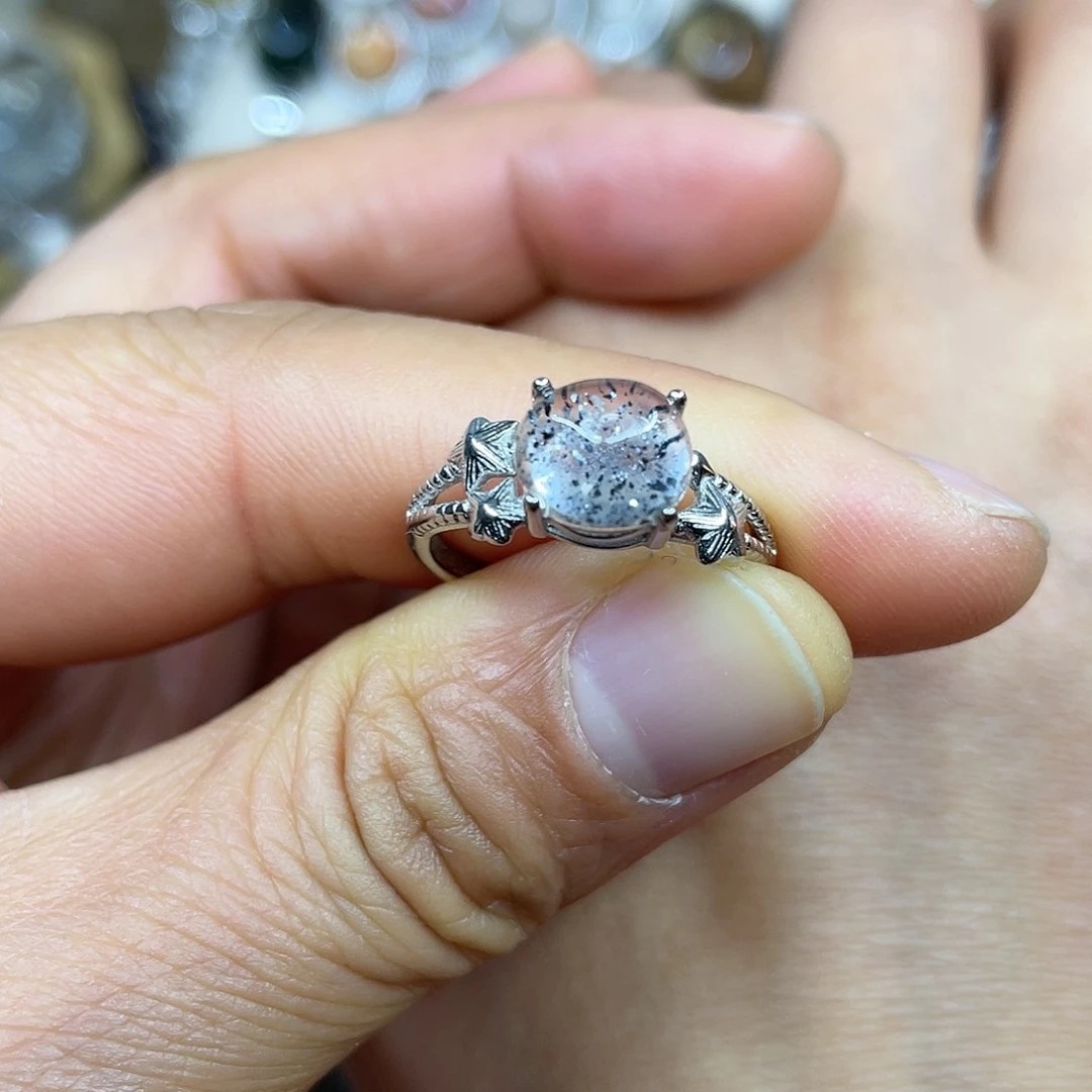 【闪购商品】银S925镶嵌珠宝半成品水晶戒指