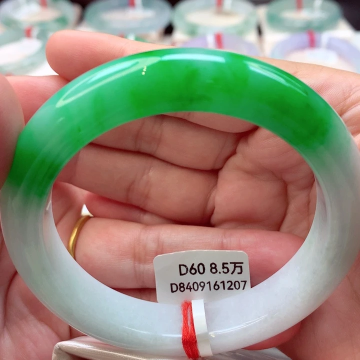 未镶嵌手镯翡翠半山水辣阳绿推荐25号11