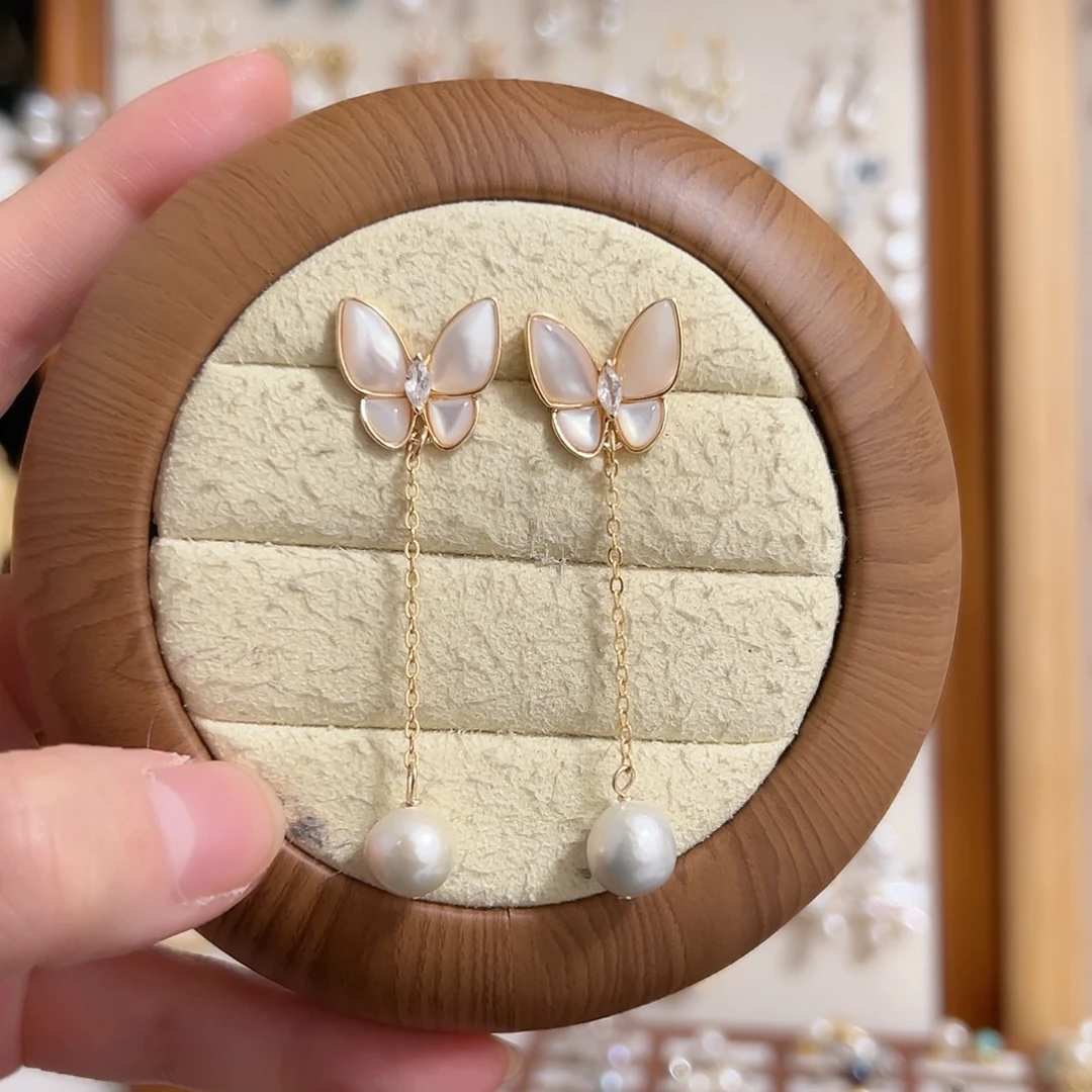 淡水珍珠银S925镶嵌耳坠