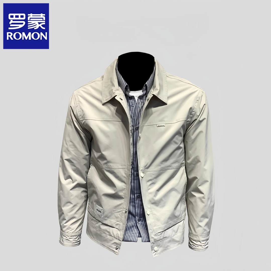 罗蒙春秋季新款夹克男士韩版潮流帅气休闲翻领简约上衣百搭外套潮