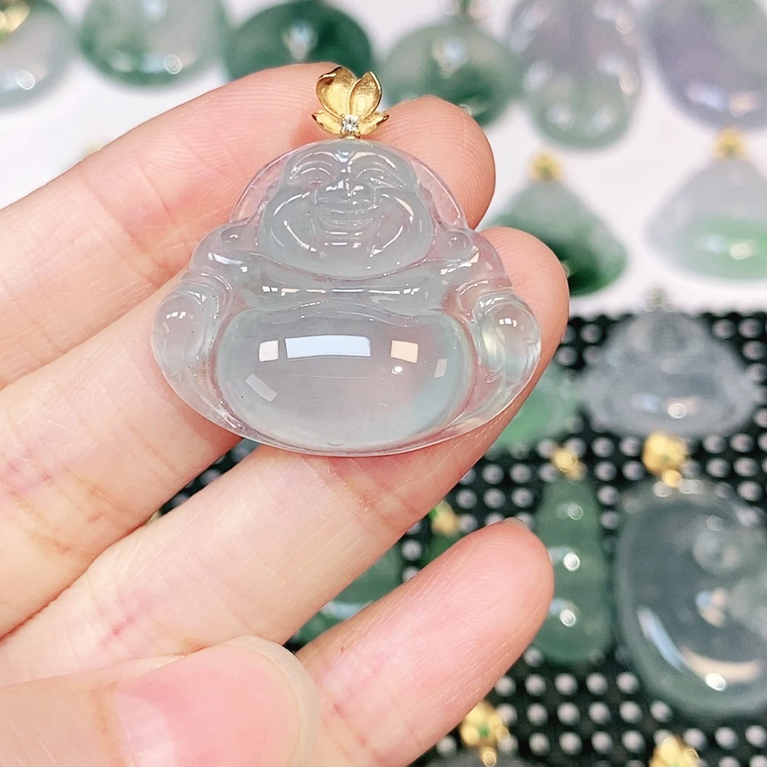 吊坠(不含链)18K金镶嵌翡翠