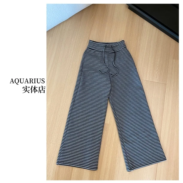【AQUARIUS 】（韩里韩气）条纹升级加绒休闲裤2757