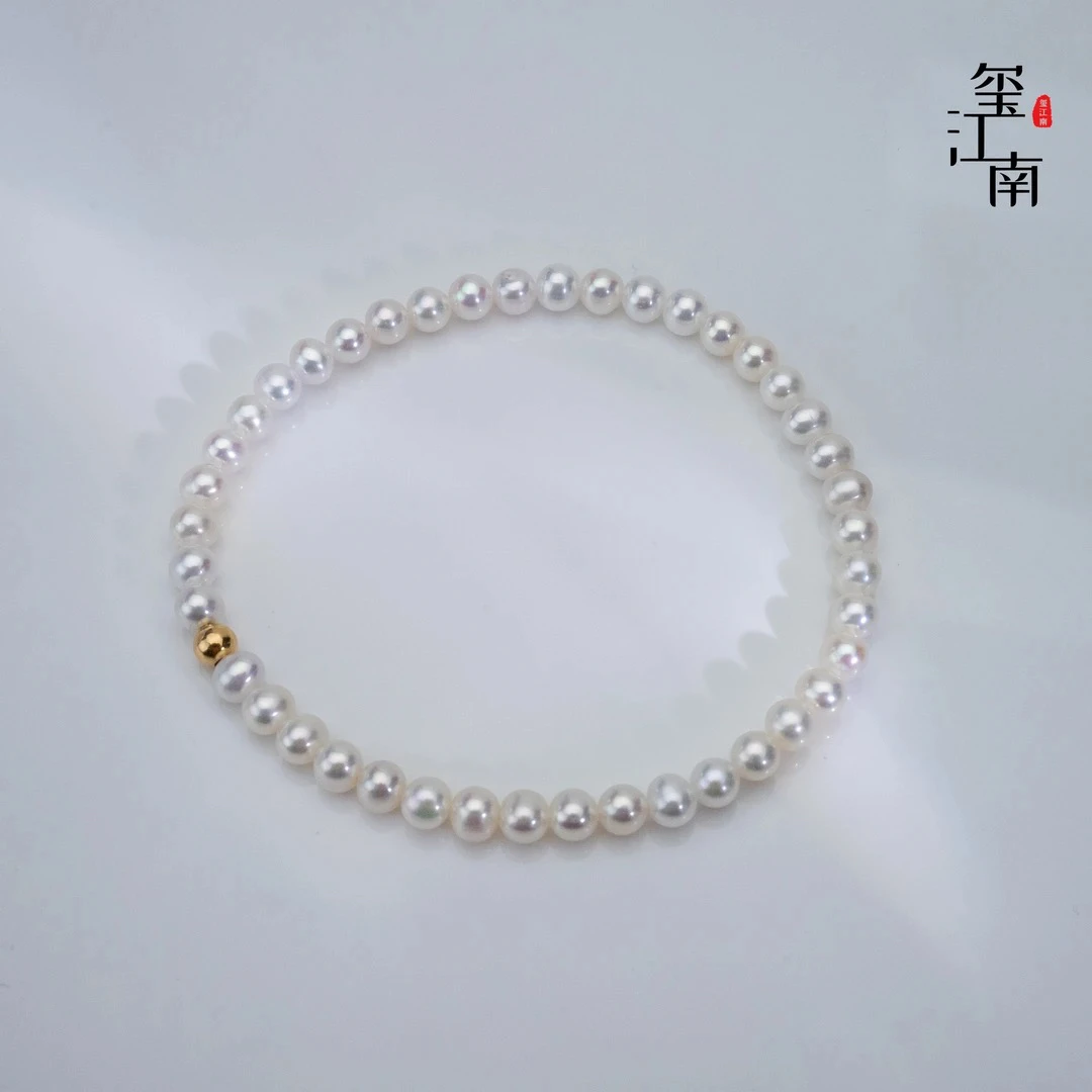 18k小金豆手链｜淡水珍珠手链弹力baby珠手串手饰3.5～4.5mm FS094