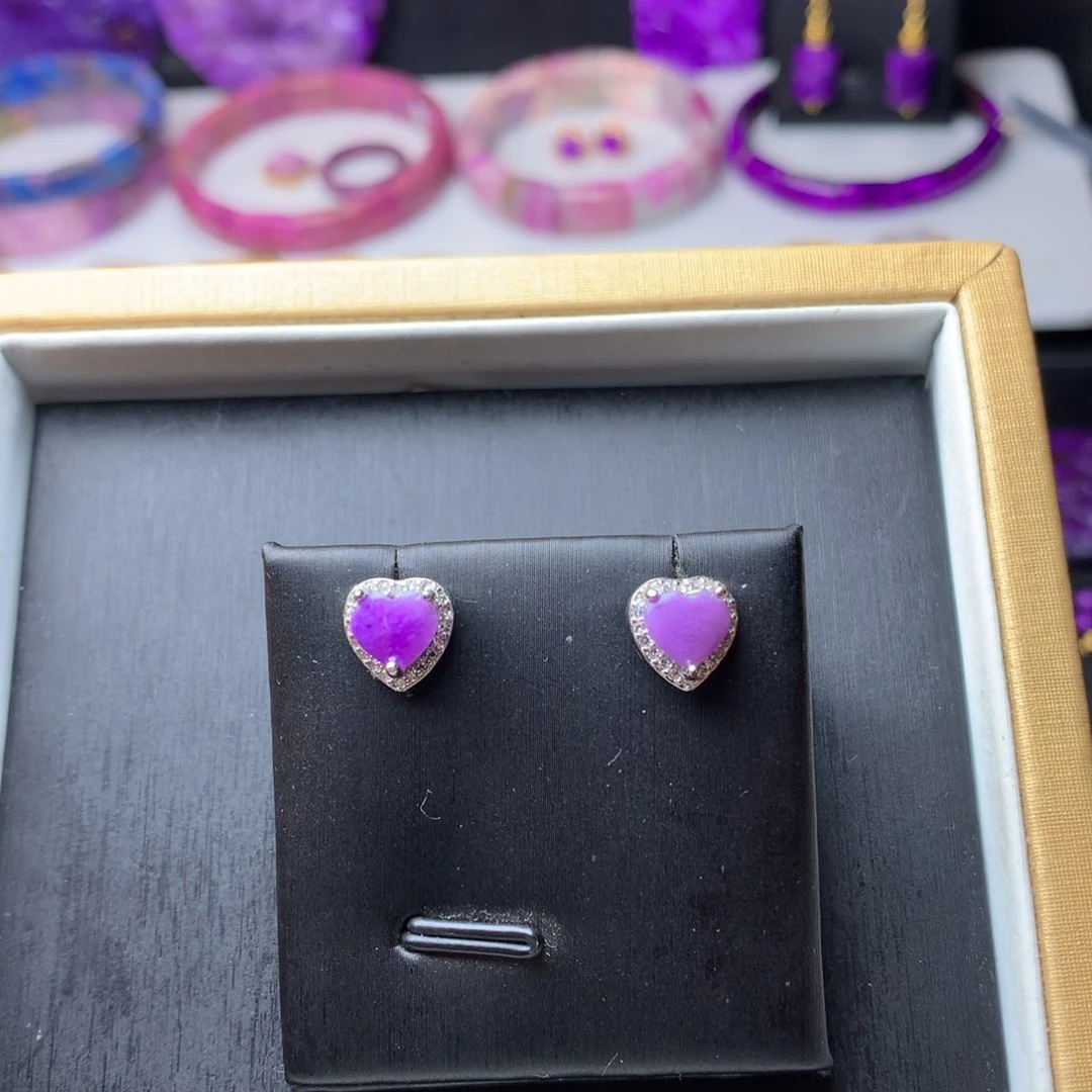 苏纪石（舒俱来）耳钉银S925镶嵌