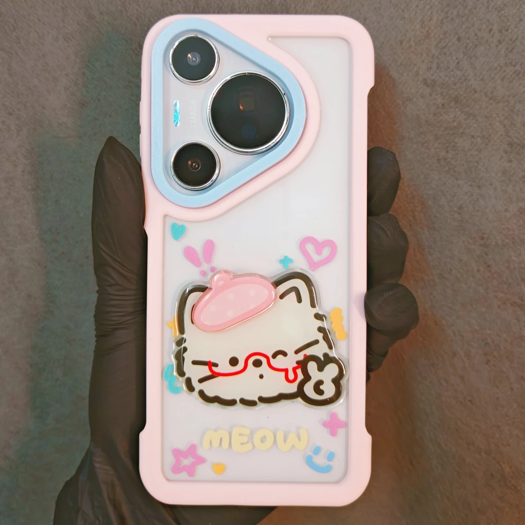 【无边框】适用华为pura70pro+手机壳mate70卡通meow猫咪小米15轻薄
