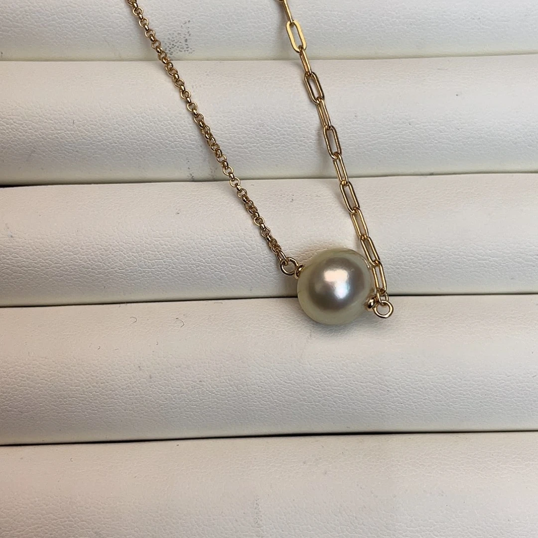 海水珍珠银S925镶嵌项链
