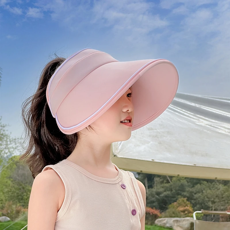 儿童冰丝帽夏季男孩男童空顶男女童大沿空顶贝壳遮阳帽户外太阳帽