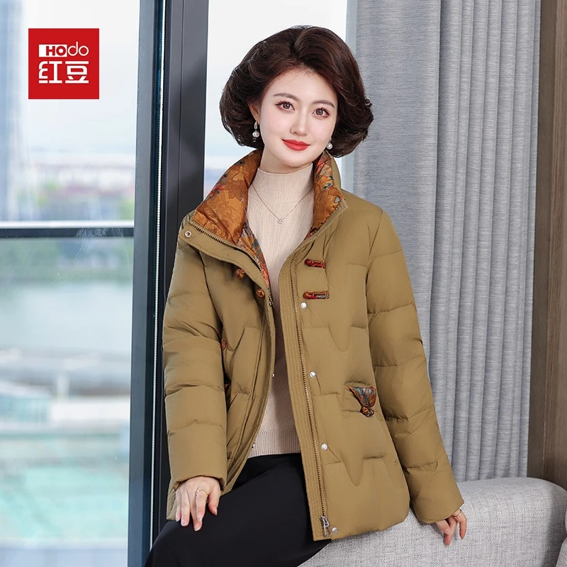 Hodo/红豆保暖休闲时尚加厚短款反季女士中老年妈妈大码外套2038