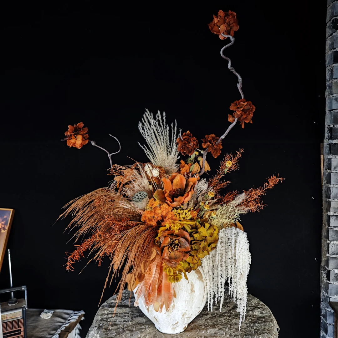 《姹雪》高定永生花家居玄关壁龛智能装饰摆件