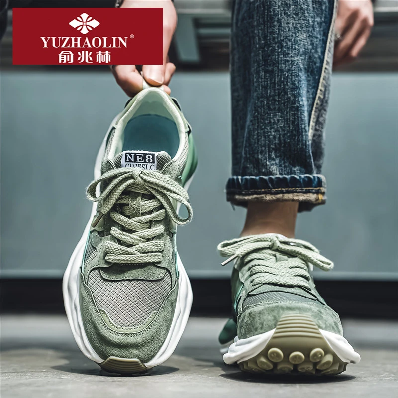 【俞兆林】正版男鞋冬季网面加厚阿甘跑步鞋青少年百搭休闲老爹潮鞋