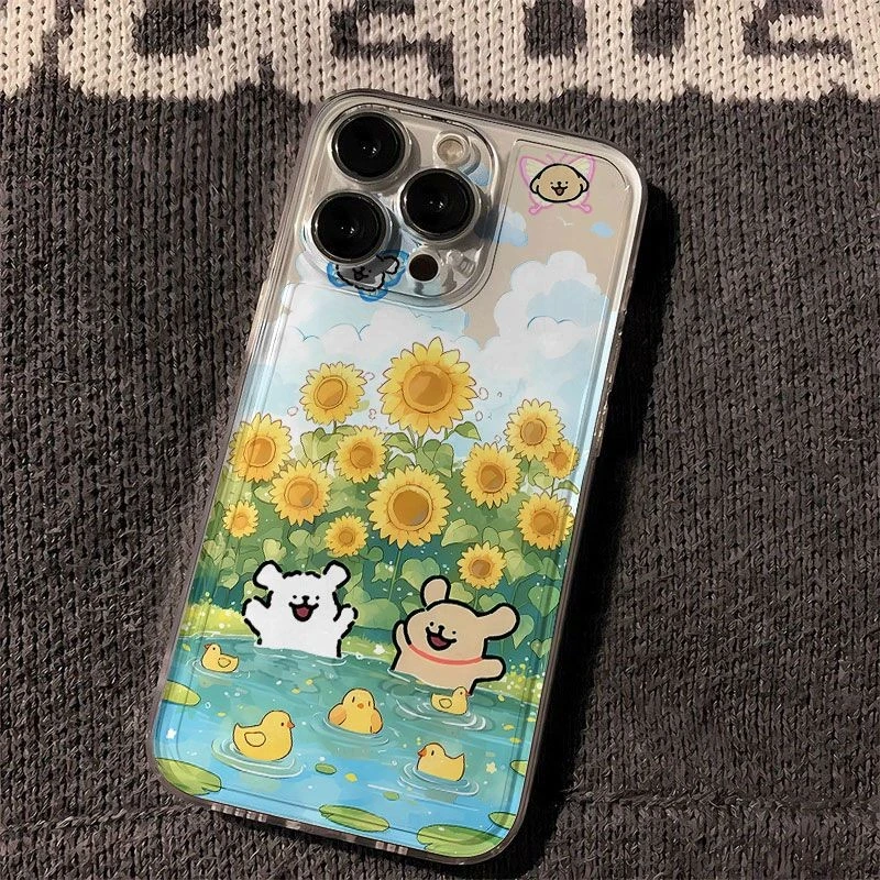 小狗向日葵太空手机壳适用于苹果15透明iphone14手机壳1312pro