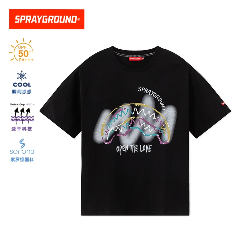 SPRAYGROUND鲨鱼嘴短袖T恤防晒凉感速干涂鸦刺绣高街GC WE120257