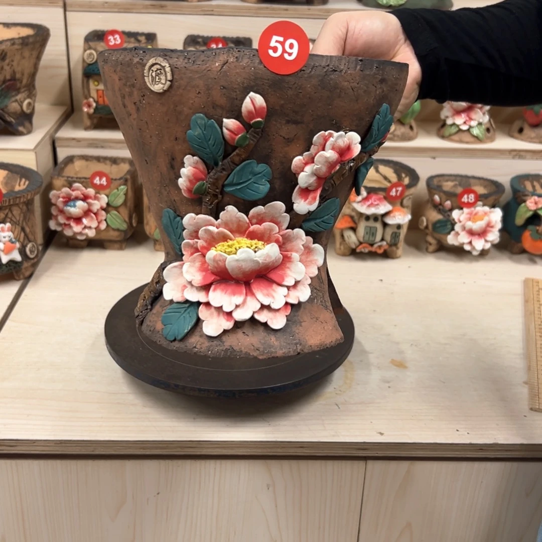 紫砂花盆59号内口19×17外高19口不周正