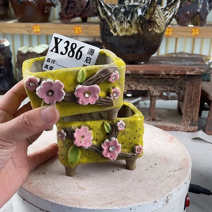 紫砂花盆景德镇陶瓷386瑕疵