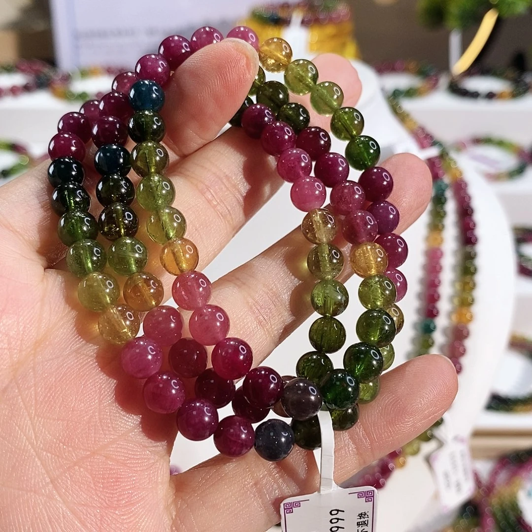 未镶嵌碧玺手串G2485三圈颜色微差