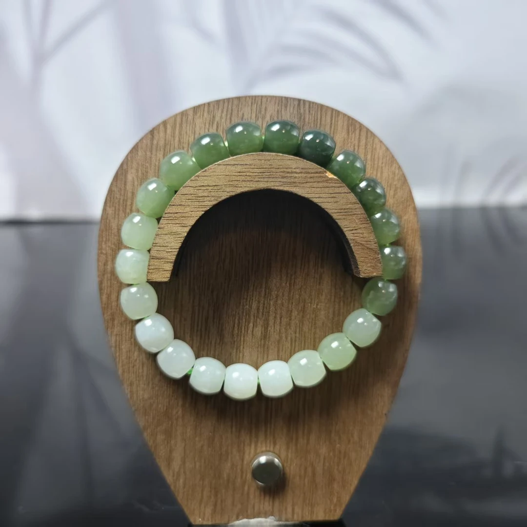 Z和田玉渐变桶珠手串（卡8）4619