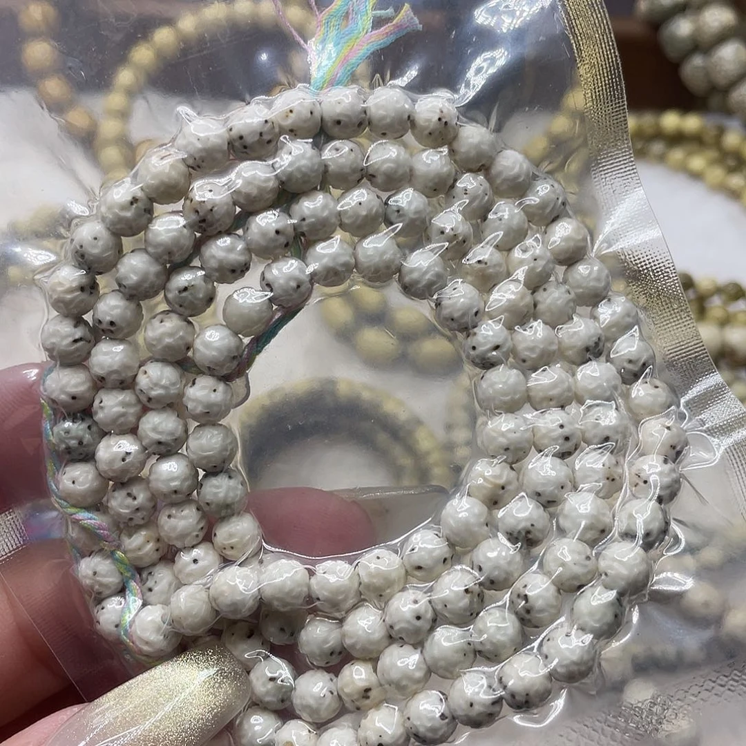 星月菩提吊坠石玉料古瓷白数星星圆珠无相108卡6