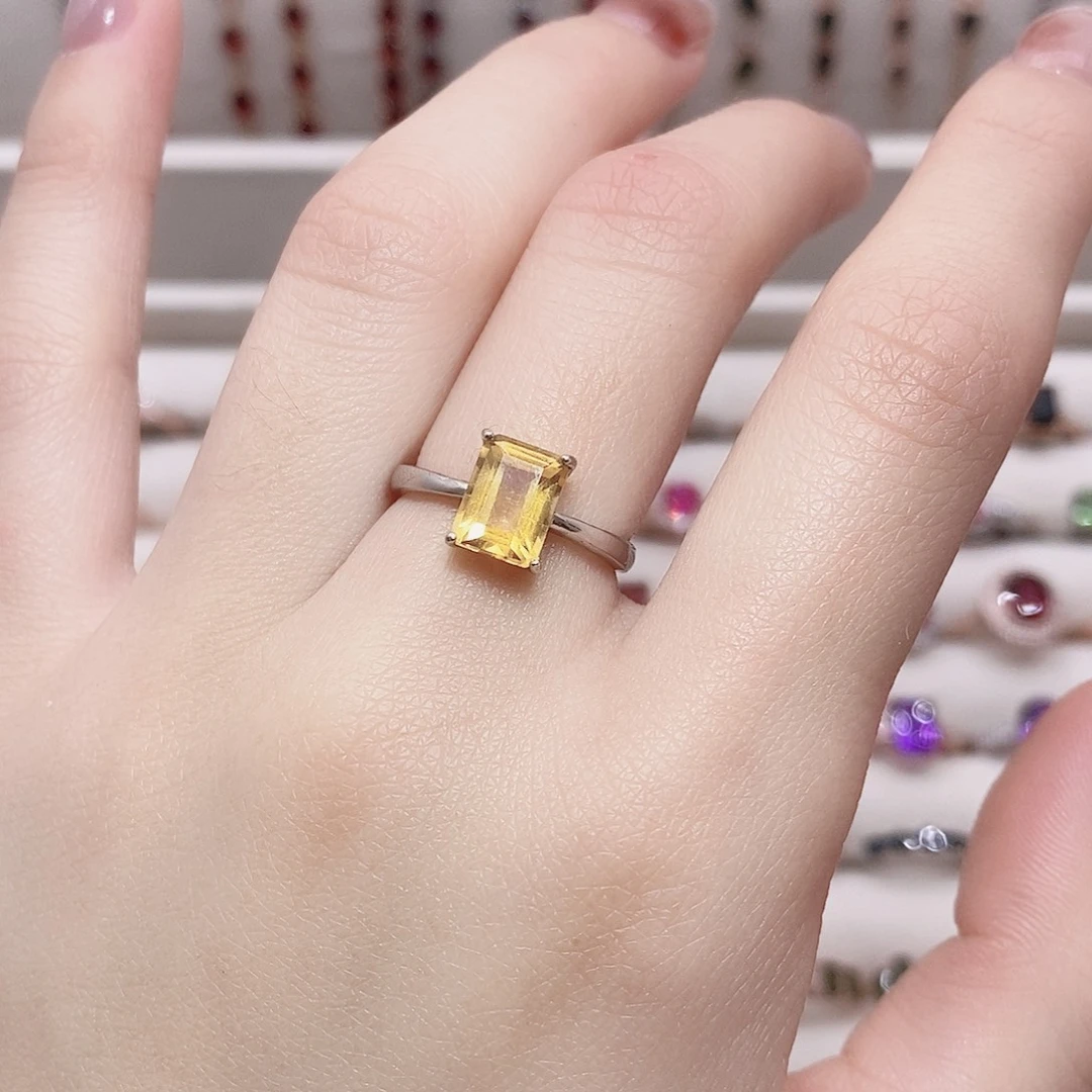 黄晶银S925镶嵌戒指戒指