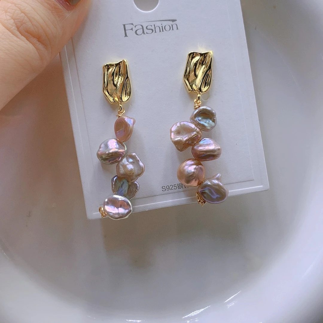 银S925镶嵌耳饰淡水珍珠