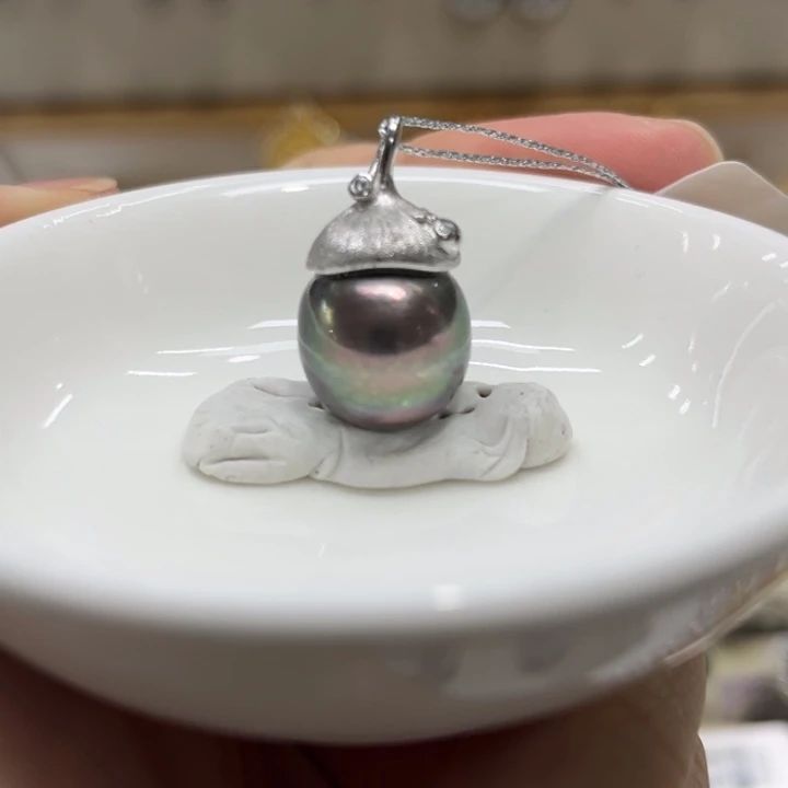 海水珍珠银S925镶嵌颈饰13-14mm 160号