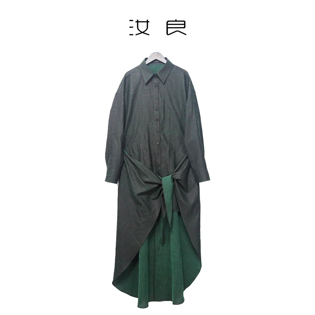 莨纱龟时尚设计师款不规则连衣裙