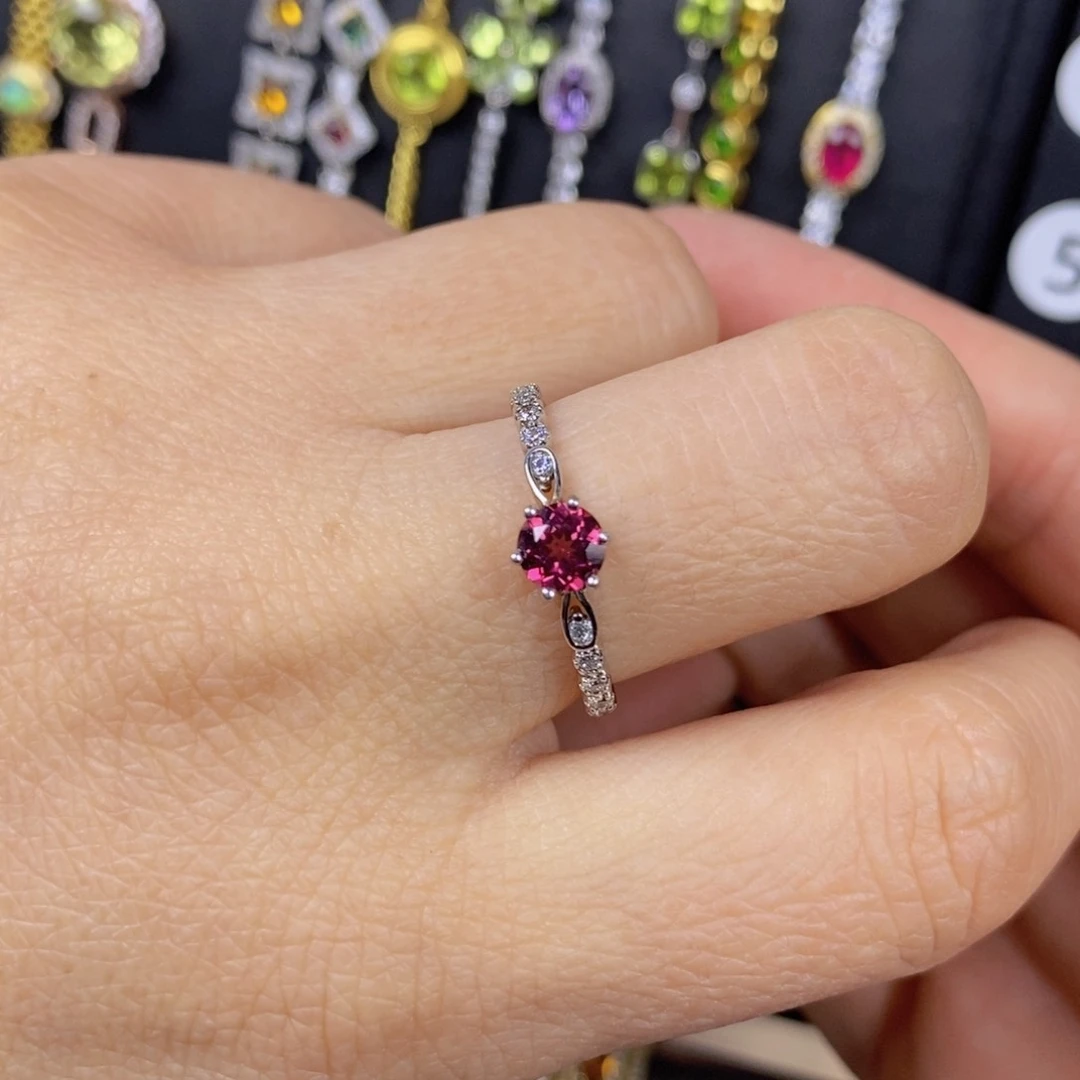 石榴石戒指银S925镶嵌美剧